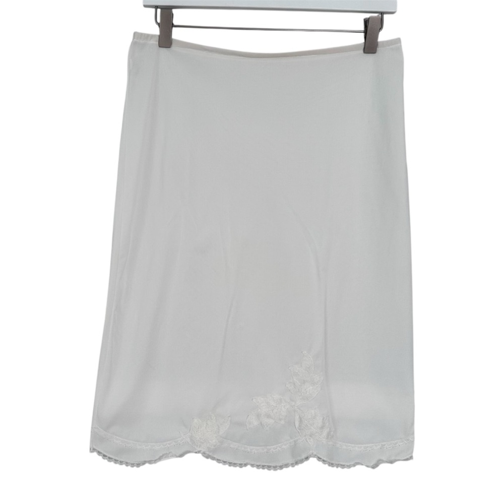 Vintage 60s Van Raalte 1/2 Slip Slip Skirt White Lace Appliqué Small